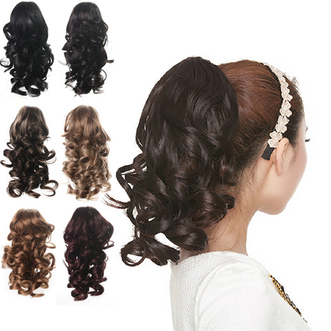 12" Curly Synthetic Clip In Claw Ponytail Hair Extension Synthetic Hairpiece with a jaw/claw clip