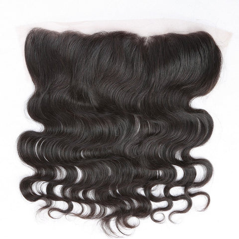 Virgin Brazilian Afro Human Hair Bleached Knots Body Wave Lace Frontal 13x4 Ear to Ear Natural Color - OneDor