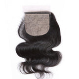 Virgin Brazilian Afro Human Hair Bleached Knots Straight Free Part Silk Base Lace Closure Natural Black 4" x 4"