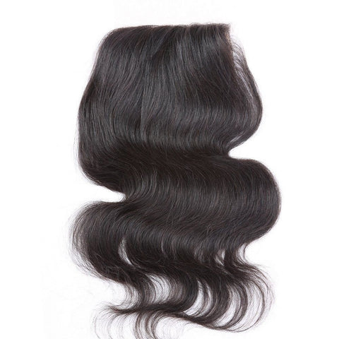 Virgin Brazilian Afro Human Hair Bleached Knots Straight Free Part Silk Base Lace Closure Natural Black 4" x 4" - OneDor