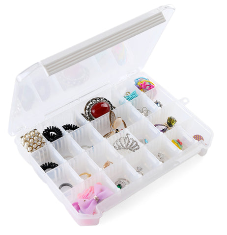 Clear Transparent Bead Accessory Storage Organizer with 24 Plastic Divider - OneDor