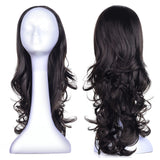 23" Curly 3/4 Ladies Half Wig Kanekalon Hair Synthetic Wigs with Comb on a Mesh Head Cap