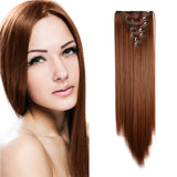 24" Straight Full Head Clip in Synthetic Hair Extensions 7pcs