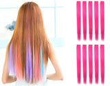 23" Straight Colored Party Highlight Clip on in Hair Extensions Multiple Colors