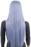 31 Inches Silver Blue Straight Long Synthetic Hair Wig with Wig Cap
