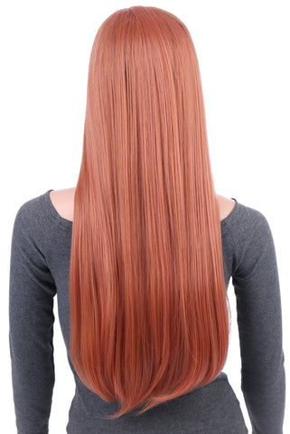 29 Inches Blorange Natural Straight Long Synthetic Hair Wig with Wig Cap - OneDor