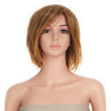 13 Inches Short Straight Honey Blonde Bob Synthetic Hair Full Wig with Wig Cap