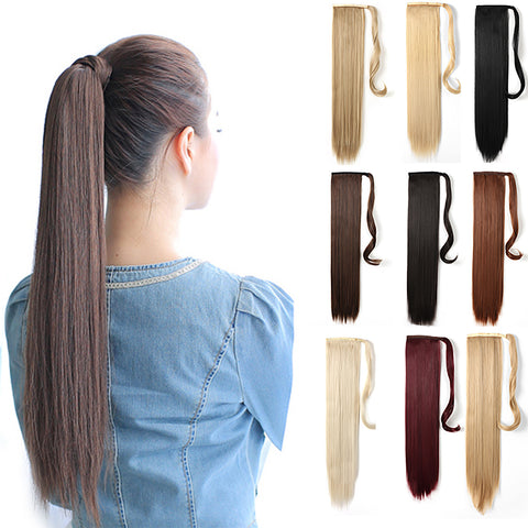 24" Straight Wrap Around Ponytail Extension for Women - Synthetic Hair