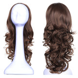 23" Curly 3/4 Ladies Half Wig Kanekalon Hair Synthetic Wigs with Comb on a Mesh Head Cap