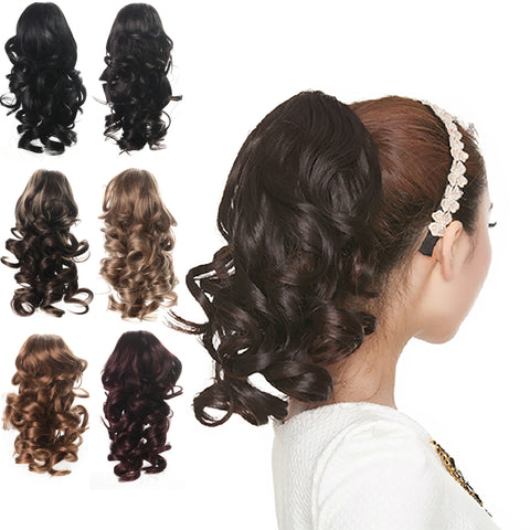 12" Curly Synthetic Clip In Claw Ponytail Hair Extension Synthetic Hairpiece with a jaw/claw clip - OneDor