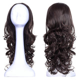 23" Curly 3/4 Ladies Half Wig Kanekalon Hair Synthetic Wigs with Comb on a Mesh Head Cap