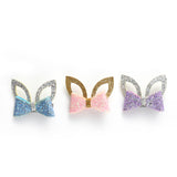 Baby Girls Shiny Ear & Bow Tie Hair Clips Barrettes for kids (6 Pieces)