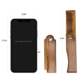 Sandalwood Fine Tooth Folding Brush Comb for Men Hair, Beard, and Mustache Styling, Pocket sized for Easy Carry