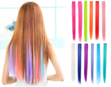 23" Straight Colored Party Highlight Clip on in Hair Extensions Multiple Colors