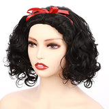 HairWiz Women's Short Curly Black Synthetic Wavy Hair Princess Cosplay Wigs (Adult Size)