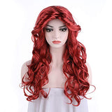 HairWiz Women's Long Curly Red Synthetic Wavy Hair Mermaid Cosplay Wigs (Adult Size)