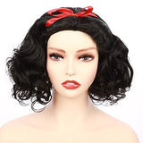 HairWiz Women's Short Curly Black Synthetic Wavy Hair Princess Cosplay Wigs (Adult Size)