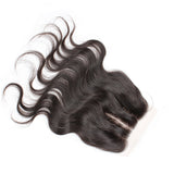 Virgin Brazilian Afro Human Hair Bleached Knots Three Part Body Wave Lace Closure Natural Black 4" x 4"