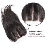 Virgin Brazilian Afro Human Hair Bleached Knots Lace Closure Natural Black 4" x 4"