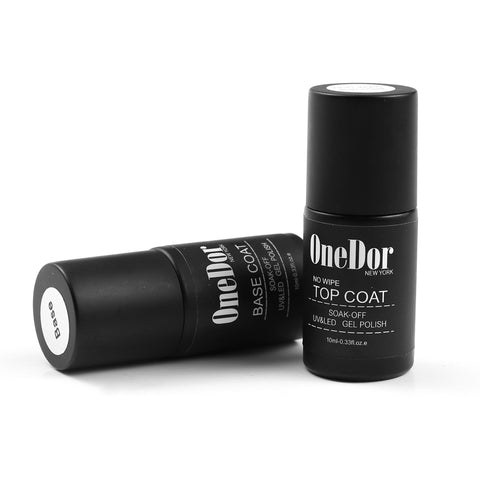 Gel Polish UV Led Cured Required Soak Off Nail Polish Top & Base Coat Set - OneDor