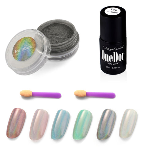 Rainbow Chrome Shinning Laser Holographic Manicure Pigment Nail Powder - OneDor
