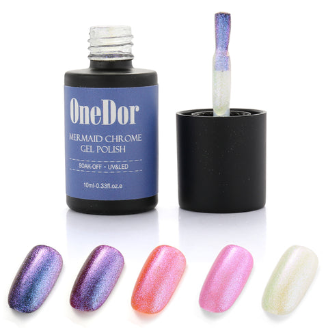 Mermaid Chrome Gel Polish - UV Led Cured Required Soak Off Nail Polish - OneDor