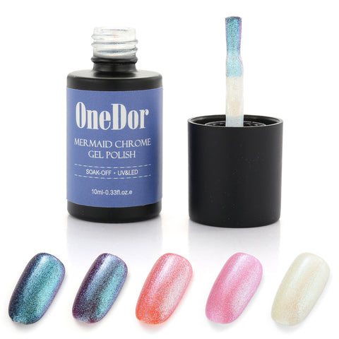 Mermaid Chrome Gel Polish - UV Led Cured Required Soak Off Nail Polish - OneDor