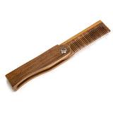 Sandalwood Fine Tooth Folding Brush Comb for Men Hair, Beard, and Mustache Styling, Pocket sized for Easy Carry