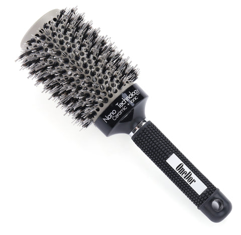 Round Vented Nano Thermal Ceramic & Ionic Hair Brush with Natural Boar Bristles - OneDor