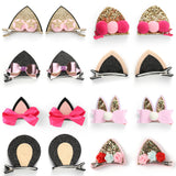 Baby Girls Cat Ear Hair Bows Clips Barrettes for kids Toddlers Children
