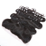 Virgin Brazilian Afro Human Hair Bleached Knots Body Wave Lace Frontal 13x4 Ear to Ear Natural Color