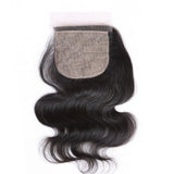 Virgin Brazilian Afro Human Hair Bleached Knots Body Wave Free Part Silk Base Lace Closure Natural Black 4" x 4"