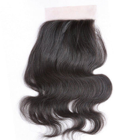 Virgin Brazilian Afro Human Hair Bleached Knots Straight Free Part Silk Base Lace Closure Natural Black 4" x 4" - OneDor
