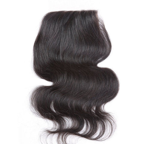 Virgin Brazilian Afro Human Hair Bleached Knots Straight Free Part Silk Base Lace Closure Natural Black 4" x 4"