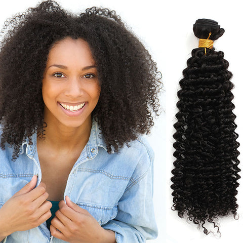 Unprocessed Virgin Mongolian Afro Kinky Curly Human Hair Weave Extensions for Black Women Natural Black 100g/Bundle