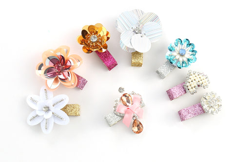 Baby Girls Shiny Flowers Hair Clips Barrettes for kids Toddlers Children (8 Hair Clips) - OneDor