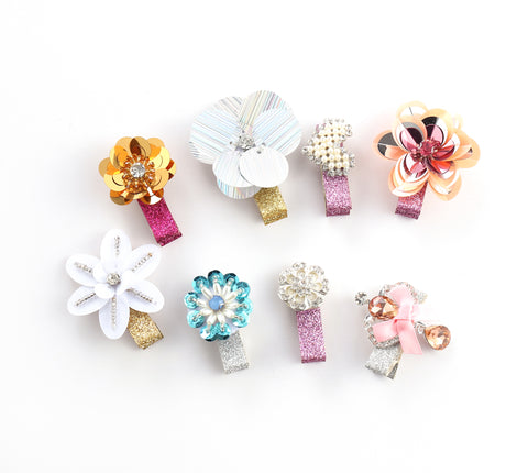 Baby Girls Shiny Flowers Hair Clips Barrettes for kids Toddlers Children (8 Hair Clips) - OneDor