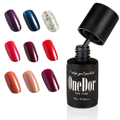 One Step Gel Polish UV Led Cured Required Soak Off Nail Polish No Base or Top Coat Nail Need - OneDor