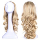 23" Curly 3/4 Ladies Half Wig Kanekalon Hair Synthetic Wigs with Comb on a Mesh Head Cap