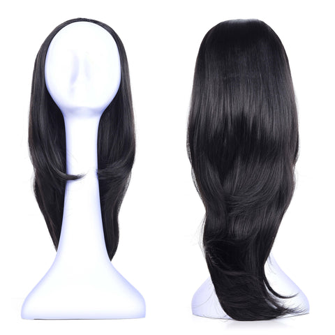 Ladies Curly 3/4 Half Wig Kanekalon Hair Synthetic Wigs with Comb on a Mesh Head Cap - OneDor