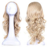 23" Curly 3/4 Ladies Half Wig Kanekalon Hair Synthetic Wigs with Comb on a Mesh Head Cap