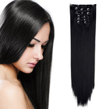24" Straight Full Head Clip in Synthetic Hair Extensions 7pcs