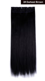 24" Straight 3/4 Full Head Synthetic Hair Extensions Clip on Hairpieces 5 Clips