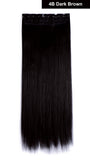 24" Straight 3/4 Full Head Synthetic Hair Extensions Clip on Hairpieces 5 Clips