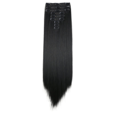 20" Straight Full Head 9 Hair-Pieces Kanekalon Futura Heat Resistance Clip in Hair Extension