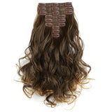20" Curly Full Head 9 Hair-Pieces Kanekalon Futura Heat Resistance Clip in Hair Extension