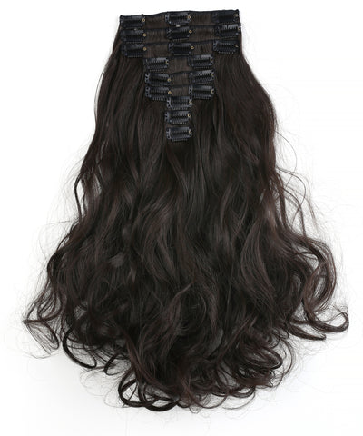 20" Curly Full Head 9 Hair-Pieces Kanekalon Futura Heat Resistance Clip in Hair Extension - OneDor