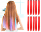 23" Straight Colored Party Highlight Clip on in Hair Extensions Multiple Colors