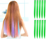 23" Straight Colored Party Highlight Clip on in Hair Extensions Multiple Colors