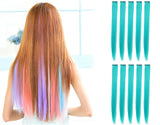 23" Straight Colored Party Highlight Clip on in Hair Extensions Multiple Colors